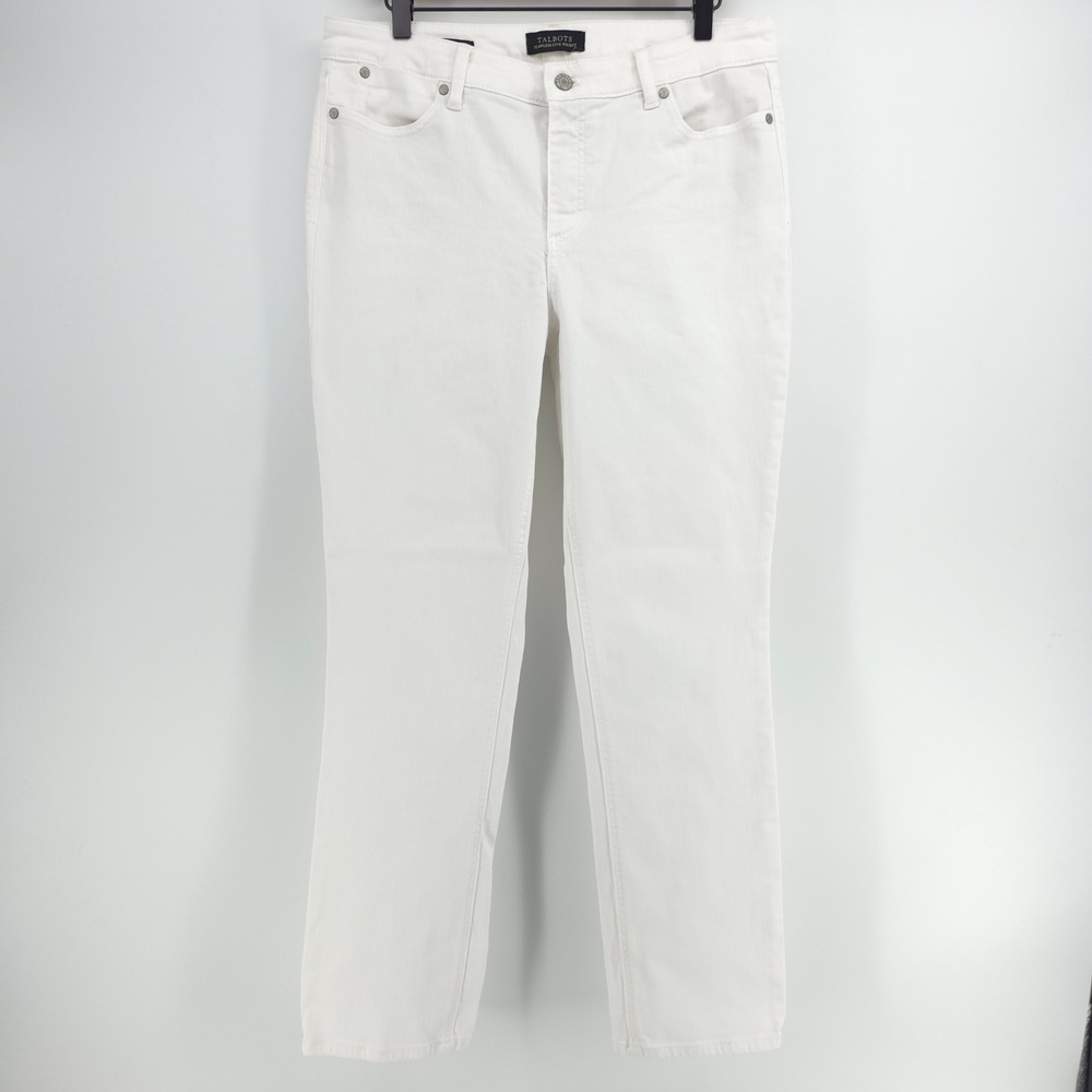 Talbots Womens Jeans Flawless Five-Pocket Straight 12 White Classic Stretch - Picture 1 of 8